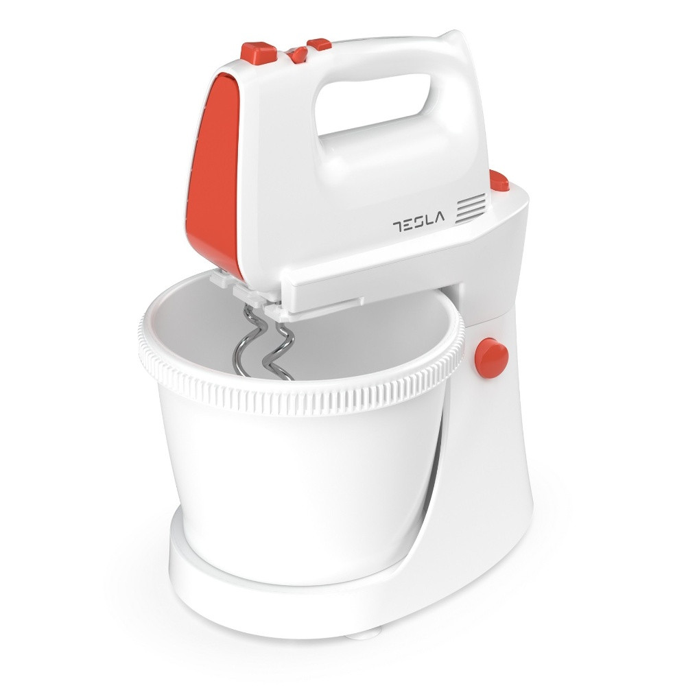 Mixer cu cupa Tesla MX501WRB, 500W, 5 viteze, Turbo, 3 L, Alb/Rosu