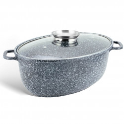 Tava de copt adanca cu capac Edenberg EB-4603 8 L Cuptor / Plita Capac cu dozator Inducție Acoperire marmura Gri