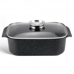 Tava de copt adanca cu capac Edenberg EB-4608 6.5 L Cuptor / Plita Capac cu dozator Inducție Acoperire marmura Negru