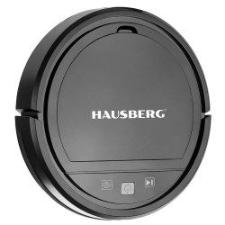 Robot aspirator Hausberg HB-3005, Wi-Fi, Comenzi vocale, Suprafata 90-120 m2, Autonomie pana la 2 ore, Recipient de praf 350 ml, 65 dB, Negru