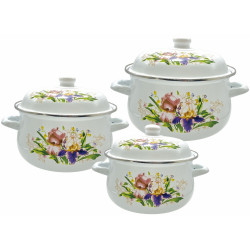 Set oale Rosberg R54518D3 6 piese 2-36 L Capac emailat Inductie Alb/Imprimeu