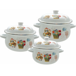 Set oale Rosberg R54518C3 6 piese 2-36 L Capac emailat Inductie Alb/Imprimeu