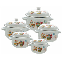 Set oale Rosberg R54518C5 10 piese 2.2-6.3 L Capac otel Inductie Alb/Imprimeu