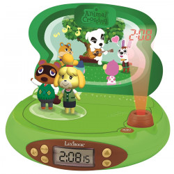 Ceas Copii 3d Cu Proectie Lexibook Nintendo Animal Crossing Rp500ac, Alarma, 4 Efecte, Verde/maro