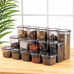 Set cutii depozitare Kosova 964FRM5360 15 buc Plastic Negru/Transparent