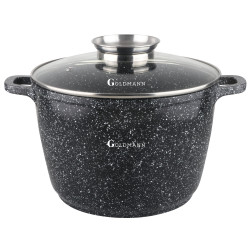 Oala cu dozator de grasimi Goldmann GM-0628 10 L 28 cm Acoperire marmura Inductie Negru