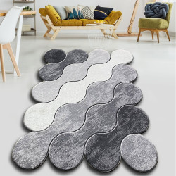 Resigilat: Covor Chilai Home 959CHL2307 80х120 cm Poliester Antibacterian 10 mm Gri/Alb