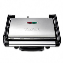 Gratar electric Tefal Inicio Gratar GC241D38, 2000W, 2 trepte, Acoperire antiaderenta, Placa gratar 29x26 cm, Otel inoxidabil / negru