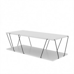 Resigilat: Masuta de cafea Kalune Design 854KLN2812, 120x50 cm, 2 nivele, Acoperire melaminata / metal, Alb / negru