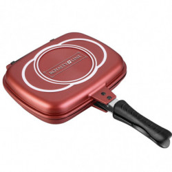 Tigaie grill dubla Royalty Line RL-DF28M 28 cm Acoperire Marmura Argintiu