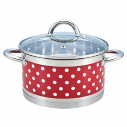 Oala Rosberg R51210I26 26 cm 71 litri fund dublu inductie otel inoxidabil / rosu cu puncte albe