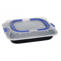 Tava pentru copt capac plastic cu manere Kinghoff KH 4197 36 cm Suprafata anti-aderenta Negru