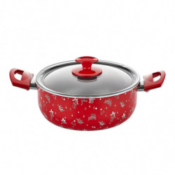 Oală cu capac Papilla LT.C.22 22 cm 31 litri seria Crăciun Acoperire antiaderentă Roșu