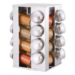 Set de recipiente pentru condmente Kinghoff KH 4007 16 piese 4 niveluri Suport rotativ Inox