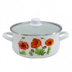 Oala cu capac Rosberg R54518B24G 24 cm 4.8 litri aluminiu Alb/flori