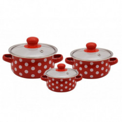 Set mini oale Rosberg R54518A3M 0.5/0.75/1.1L 6 piese Smalt Rosu/Alb