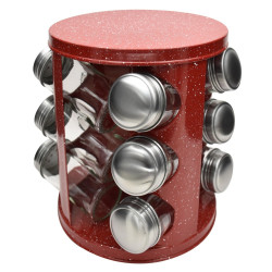 Borcane pentru condimente pe suport Voltz V51217A12 12 buc. borcane suport metalic marmura rosie