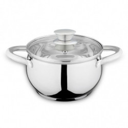 Oala cu capac Rosberg R51210A18 18 cm 2.2 litri Fund capsulat Inox
