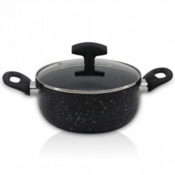 Oala cu capac Rosberg R51318C24 24 cm 4 litri Finisaj marmura Inductie