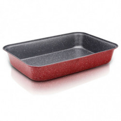 Tava de copt Rosberg Premium RP51222RS34 34 cm Finisaj marmura Rosu