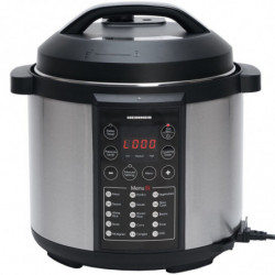 Multicooker de presiune Heinner HPCK-6IX, 1000W, 4,5 L, 15 programe, Timer, Reglare presiune, Oțel inoxidabil / negru