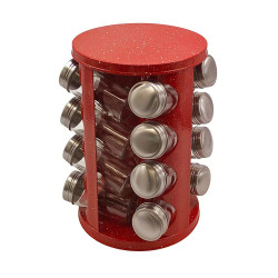 Set 16 recipiente pentru condimente Voltz V51217A16 Suport 4 nivele Rosu