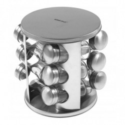 Set de recipiente pentru condiment cu suport Kinghoff KH-4010, 12 piese, Suport rotativ, Inox