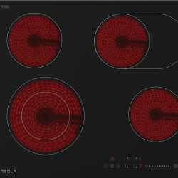 Plita incorporabila Tesla HV6410MX vitroceramica, 6600W, 4 zone de incalzire, 9 trepte de putere, Timer, Protectie copii, Negru