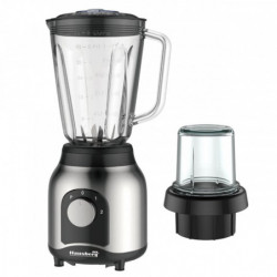 Blender cu rasnita Hausberg HB-7762, 600W, 1.5 L, 2 viteze + PULSE, Recipient din sticla, Otel inoxidabil