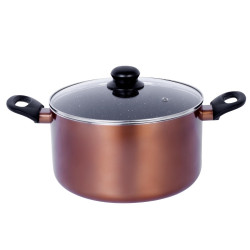 Oala cu capac sticla Rosberg Premium RP51318F22D 4.3 L 22х12.5 cm Acoperiere marmura Inductie Maro